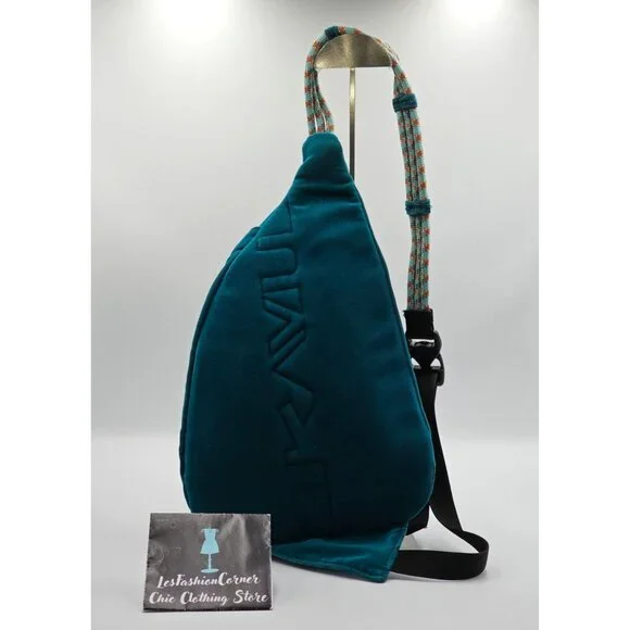 Kavu Women's Rope Cord- Artic Teal Corduroy Sling Backpack Adjustable Strap 2927 - Picture 7 of 14